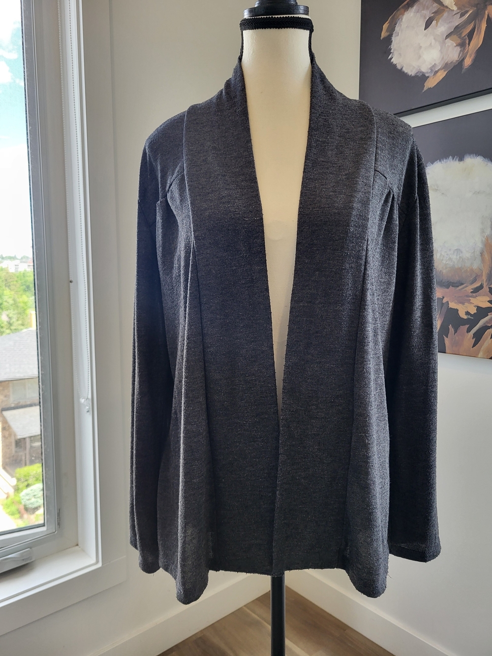 3/$30 Women's Charcoal Open Cardigan Sweater